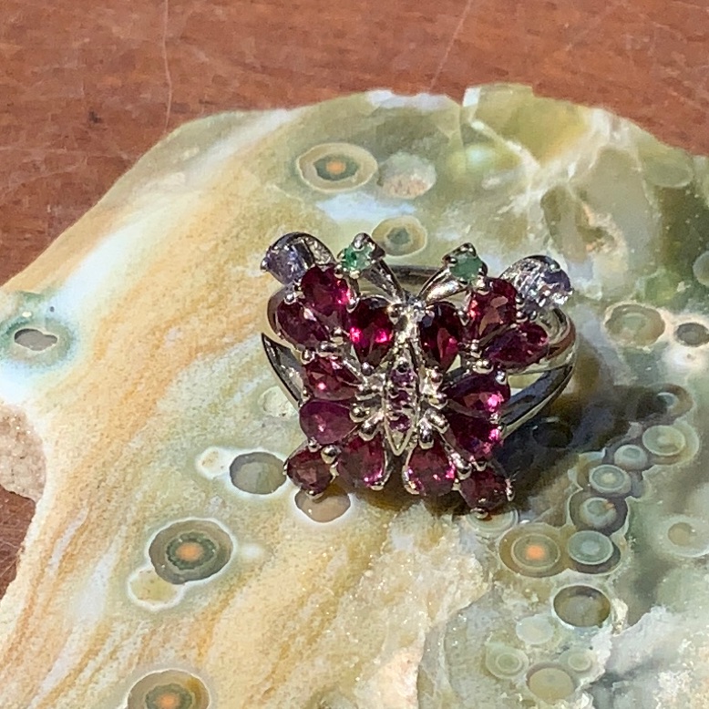Rhodolite Tanzanite Emerald 925 Sterling Silver Ring Size 85 99$